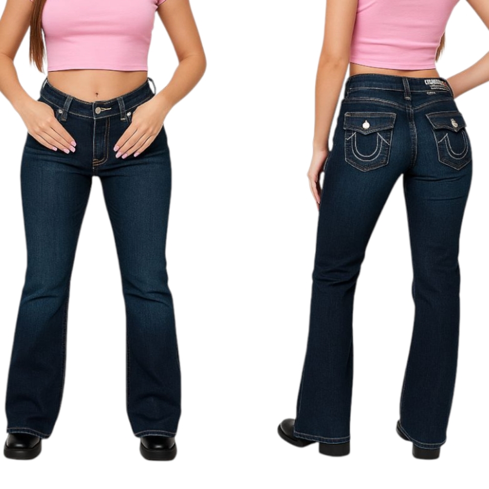 True Religion Billy Super T Jeans Made in USA Size 32 Hemmed 25.5 Inseam Y2K